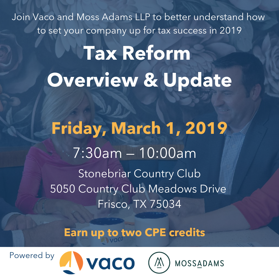 Dallas Tax Reform 2 Credit CPE Event 3-1-19